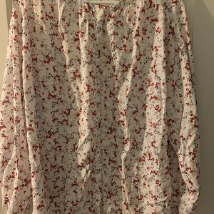 Oversized floral printed button-up blouse